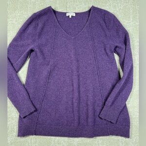Knyt & Lynk Purple 100% Cashmere V-Neck Long Sleeve Sweater Size M